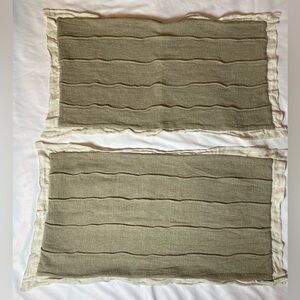 FrontGate Tan Brown 100% Linen Textures Pillow Sham 2pcs Set King Size